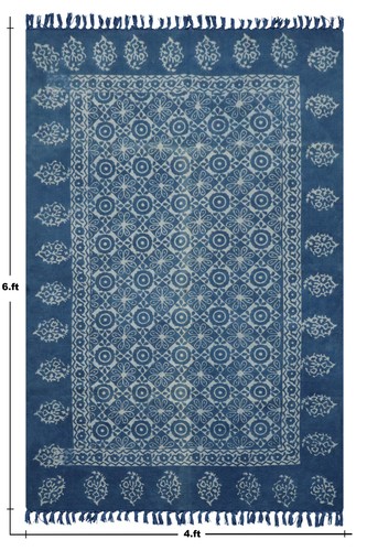 Handmade Cotton Blue Rug, Runner Kitchen Floor Carpet, Farmhouse Living Room Rug - Picture 9 of 9
