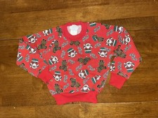 Vintage 90s Christmas Sweatshirt Red 4T Santa Reindeer Cartoon