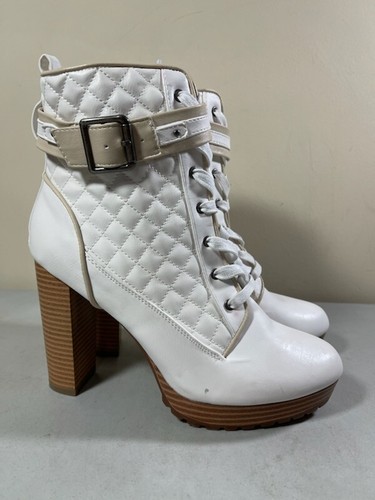 QUILTED ANKLE PLATFORM BOOTS SIZE 