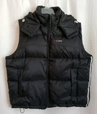 X-cape Black Puffer Vest W/ Removable Hood Women's Sz Large L Made In Italy