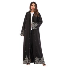 Dubai Open Kimono Abaya Muslim Women Maxi Dress Kaftan Robe Islamic Arab Robes