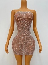 Women New Fashion Sexy Sleeveless SequinsSlim Bodycon Dresess Casual Solid Color