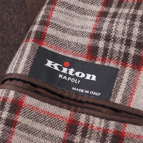 Kiton Napoli Tan-Red-Brown Check Extra-Soft Cashmere Overcoat 38R (Eu 48) NWT - Picture 9 of 13