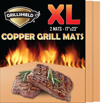 GrillShield LARGE Copper Grill and Bake Mat Set of 2 - 17 X 23 inches, Non Stick
