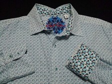 Robert Graham Mens XL Shirt Long Sleeve Button-Front Multicolor Geometric Cotton