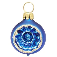 MINI ROYAL BLUE REFLECTOR BALL GERMAN GLASS CHRISTMAS FEATHER TREE ORNAMENT