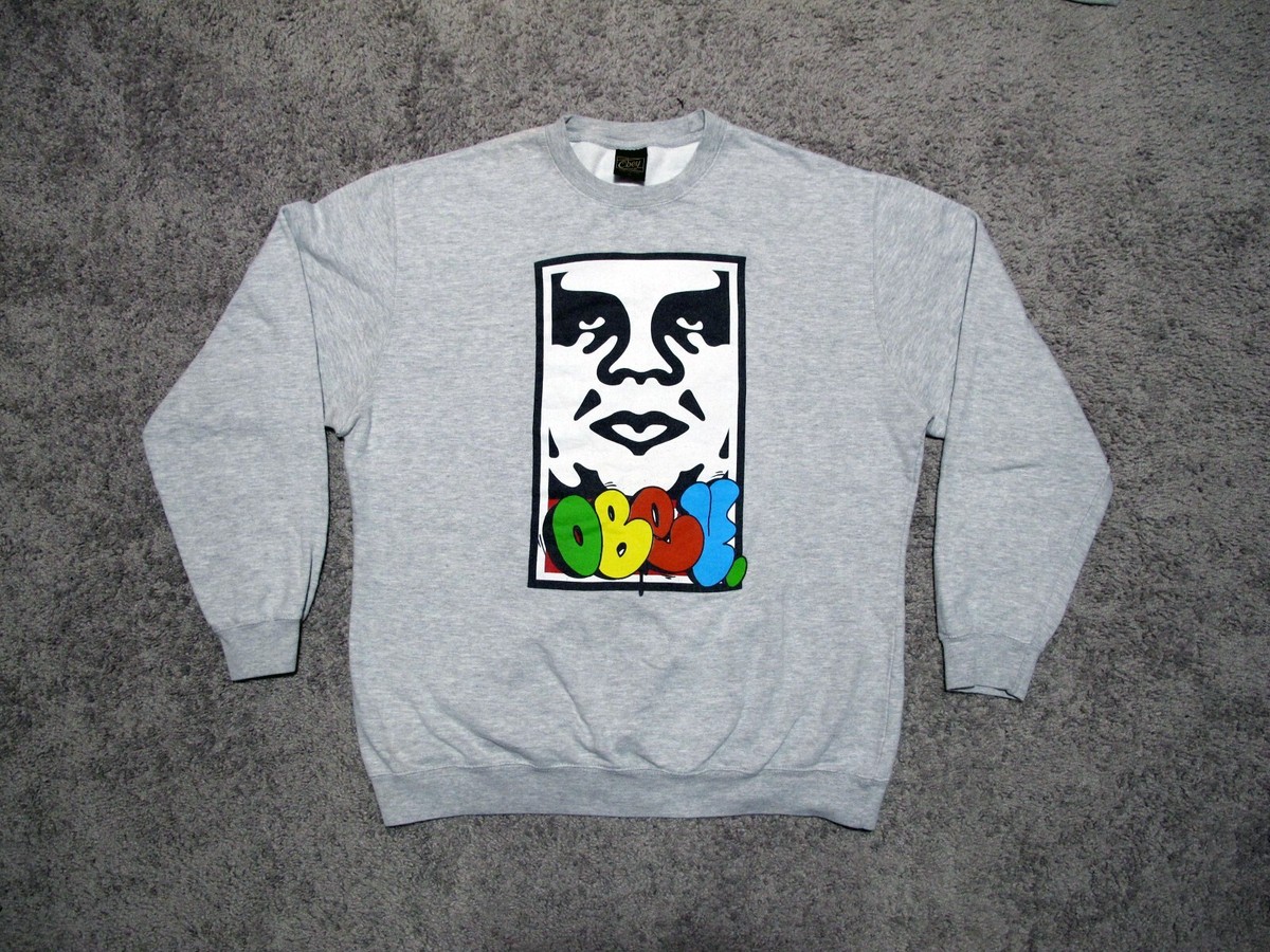 OBEY x COPE men's grey crewneck sweatshirt XL new york nyc