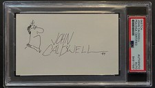 John Caldwell (MAD magazine) signed sketch 3x5 index card PSA/DNA Encapsulated