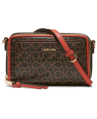 Nuevo Calvin Klein Margot Pequeño Mini bandolera cartera De Mano -Marrón/Naranja Quemado | eBay