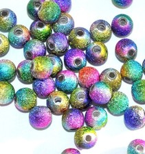 Rainbow Stardust Metallic round acrylic beads 4mm, 6mm/100 8mm/50 10mm/40pcs
