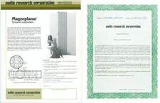 c1975 Audio Research Magneplanar Tympani Stereo Speakers Brochure Pair Glossy 