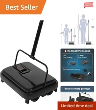 Quiet Mini Carpet Sweeper - Eco-Friendly Lightweight Hand Push for Clean Homes