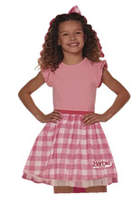 Barbie Girls Costume Gingham Tutu Kit Size L - XL New Skirt  Hair Bow PInk