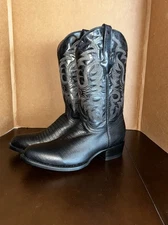 Texas Legacy Men’s Boots,  Handmade, 10 1/2D, Black Lizzard Print