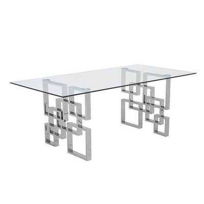 Best Quality Furniture 7-Piece Tempered Glass & Velvet Dining Set in Cream
