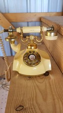 Vintage Cream  Gold French Style Hollywood Rotary Telephone Untested