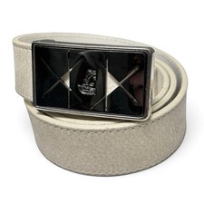 Vintage Versace Collection Vera Pelle White Leather Silver Buckle Belt Size 36