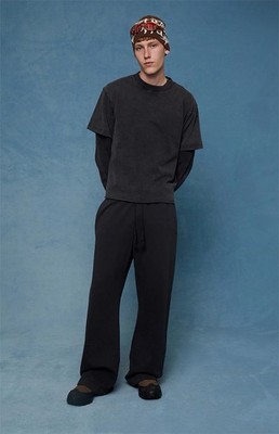 Pacsun Wash Men s Baggy Black Wide Leg Sweatpants Size Large New