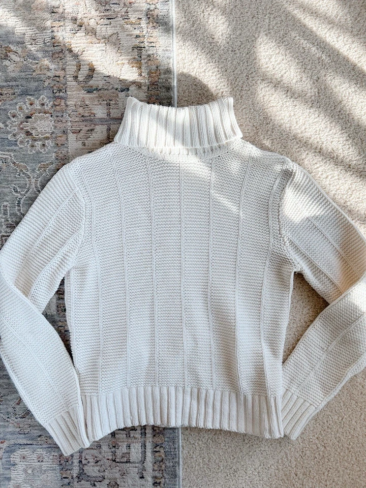Vintage Talbots Sweater Ivory Cotton Blend Small 90s Preppy  - Image 2 of 4