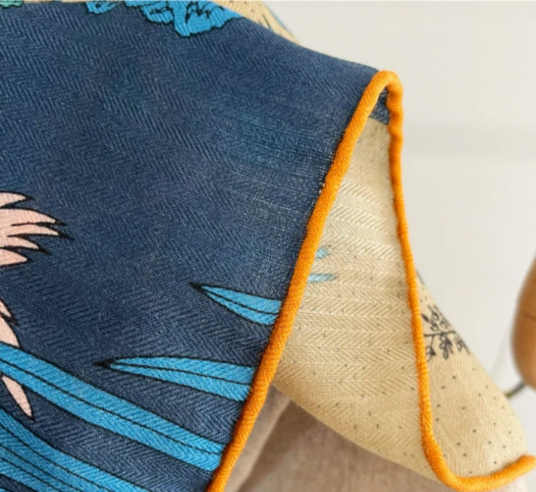 Bufanda envolvente 70 % cachemir 30 % seda estampado de mundo animal chal estampado de doble cara 53"" Foto 4 de 4