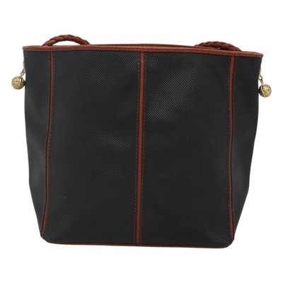 BOTTEGA VENETA Shoulder Bag PVC Leather Black Brown gold Auth