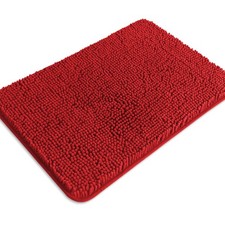 Red Bathroom Rugs Absorbent Washable Chenille NonSlip Bath Mat 17x24 Inch