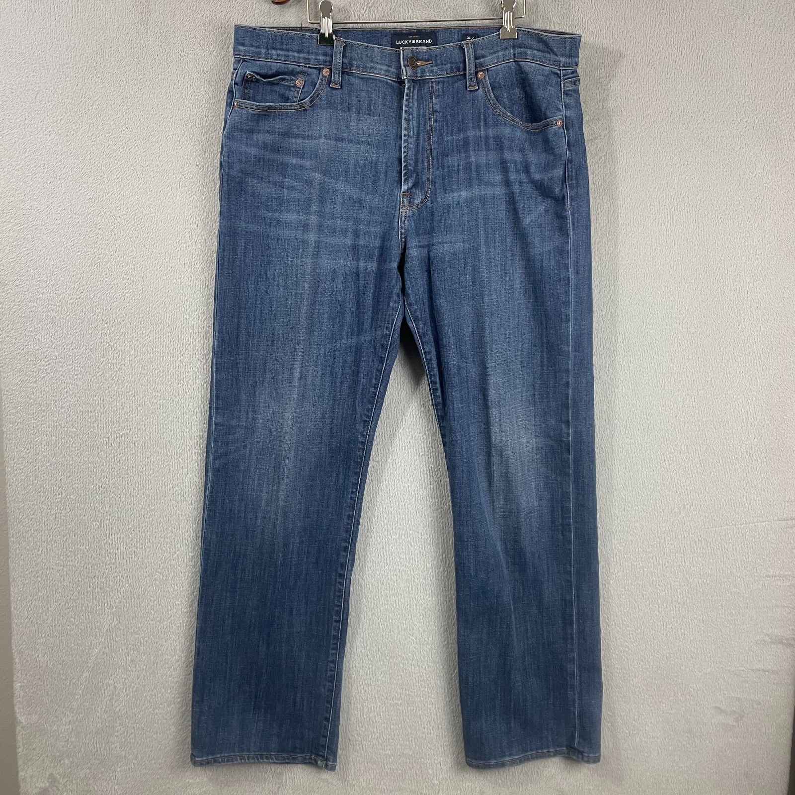 Mens Size 36x32 Blue Dark Wash Stretch