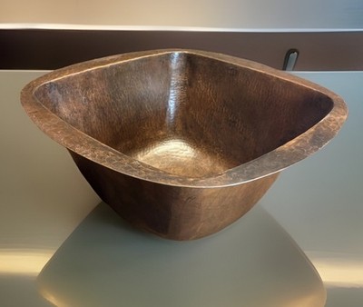 Hammered Copper Sink - Bar/Kitchen - Handcrafted Square - New Old Stock