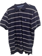 Chaps Shirt Mens Large Blue Striped Short Sleeve Polo Stretch