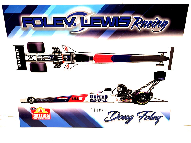 2025 DOUG FOLEY MISSION/UNITED GARAGE DOOR NHRA TOP FUEL DRAG RACING POSTCARD V2