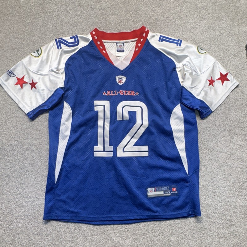 Reebok NFL Pro Bowl Aaron Rodgers #12 Packers Jersey Size 50 Blue/White/Red