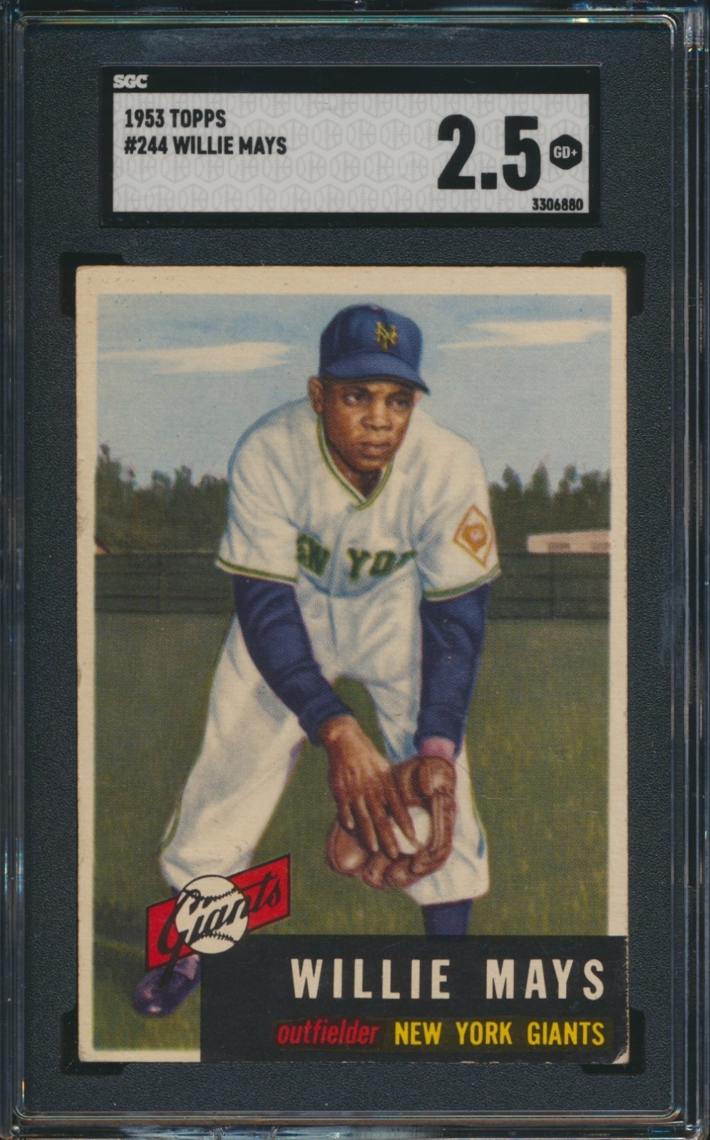 1953 TOPPS BASEBALL #244 WILLIE MAYS SGC 2.5 GOOD+ HOF HIGH NUMBER