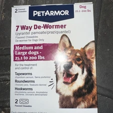 PetArmor 7 Way De-Wormer 2 Flavored Chewables For Medium To Large Dogs  10/25