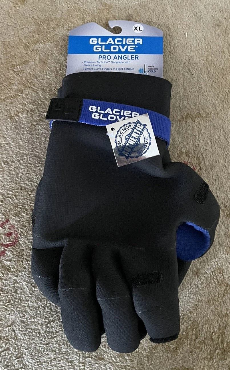 GLACIER GLOVE - Pro Angler - Black - Slit Finger Glove - X-Large - New With Tags