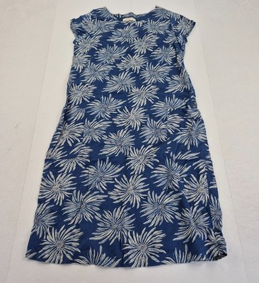SEASALT Kleid 10 Blau Damen Leinenmischung Knielang Blumen Kurzarm Tall