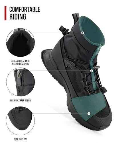 Motorcycle Shoes for Men Breathable Protective Reinforced Street 12 Black - Image 4 of 4