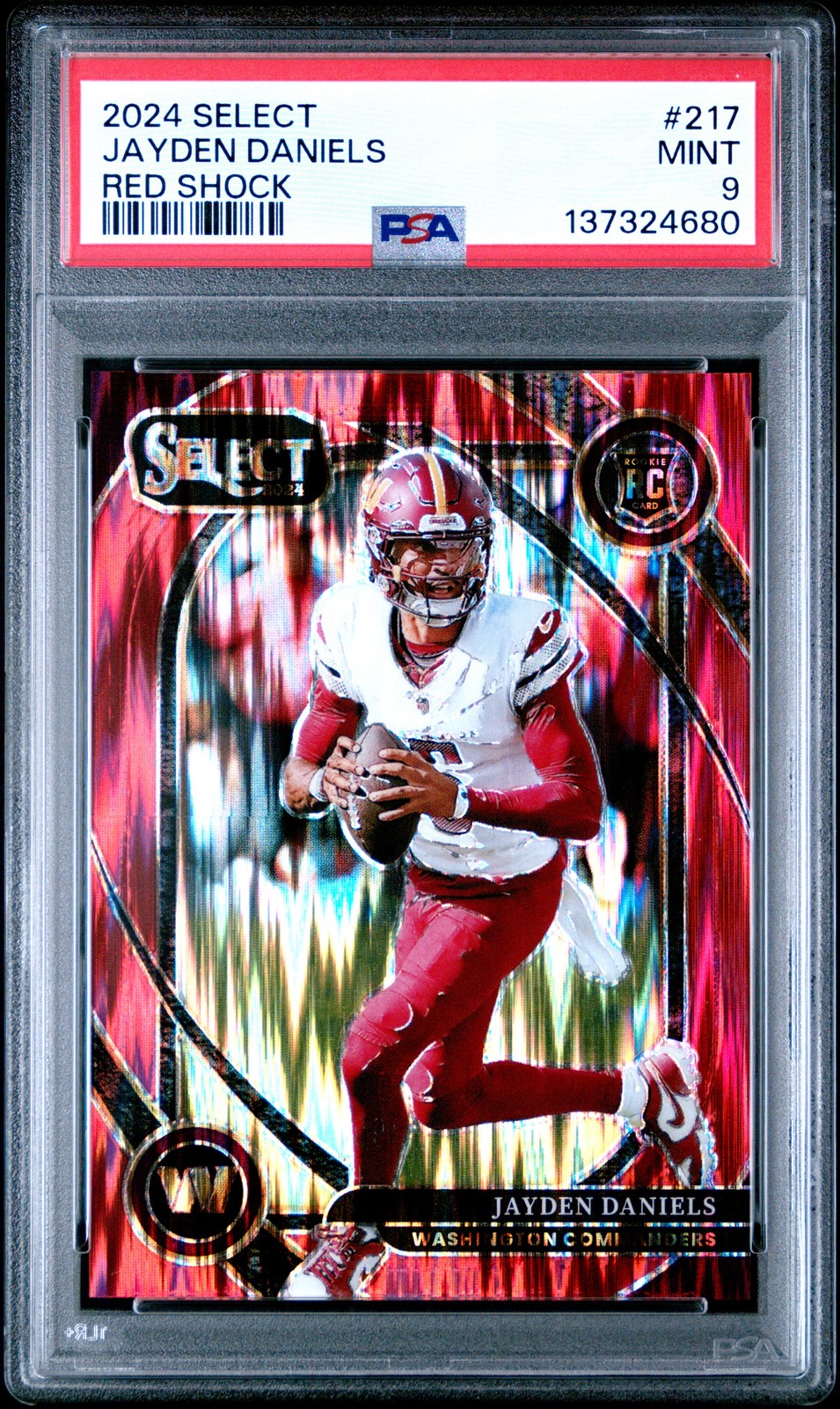 2024 Panini Select - Jayden Daniels PSA 9 /249 Red Shock #217