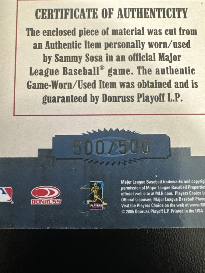 Sammy Sosa Throwback Threads Cubs Home Pinstripe Jersey Card - Image 3 of 4