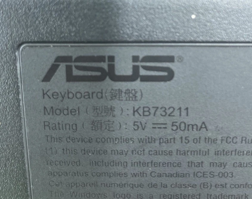 ASUS Wired Keyboard Model KB73211 P/N 0k001-001900DP Black New - Image 3 of 4