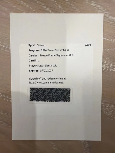 2024-25 Panini Noir Freeze Frame Signatures Auto Gold /10 Lazar Samardzic