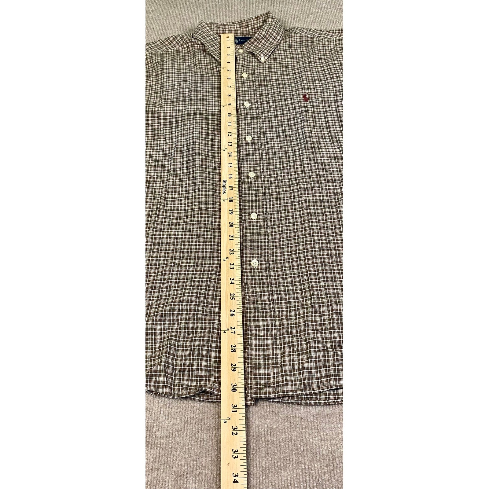 Camicia Ralph Lauren a quadri pony con bottoni vestibilità classica manica lunga marrone 16 34