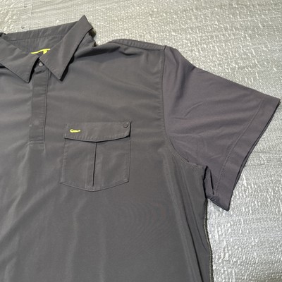 Nike Golf Shirt Polo Tour Premium Front Pocket Gray Mens XL Stretch Snap Buttons