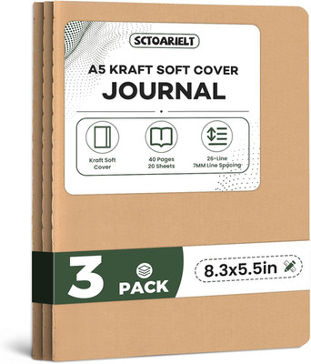 3 Pack A5 Lined Kraft Paper Journals Bulk, Notebooks for Work | A5 Notebook, 8.3