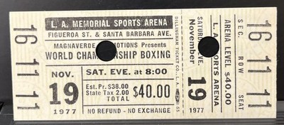 1977 Bobby Chacon vs Ignacio Castaneda Full Boxing Ticket LA Sports Arena