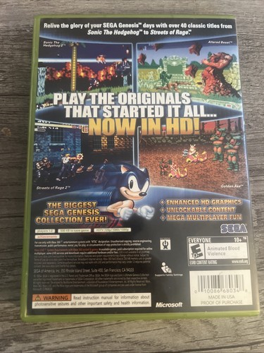 Microsoft XBOX 360 Game - Sega Genesis Sonic's Ultimate Collection Complete CIB - Picture 2 of 4