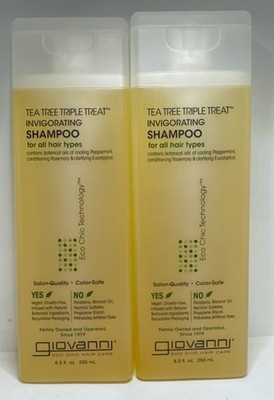 2X Giovanni Tea Tree Triple Treat Invigorating Shampoo For All Hair Types 250ml