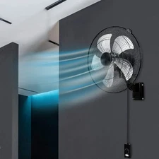 18 Inch Household Commercial Wall Mount Fan 5 Speed Settings Black 1-Pack