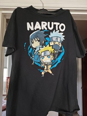 Chibi Naruto, Sasuke, Kakashi | Men's Size: XL T-Shirt | Black Graphic Tee