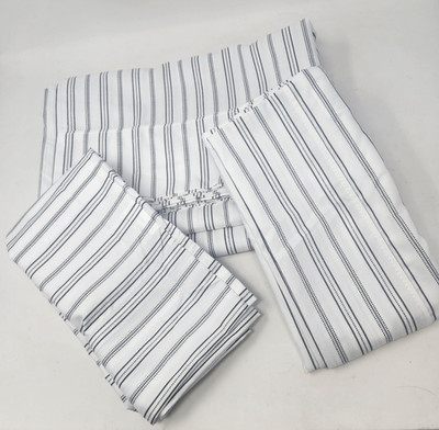 Charisma CAL KING Flat Sheet Pillowcase Set White w/Black Stripe Poly Microfiber