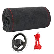 Suede Leather Steering Wheel Cover Wrap Kit - DIY Stitch-On for 16-17" Wheels...